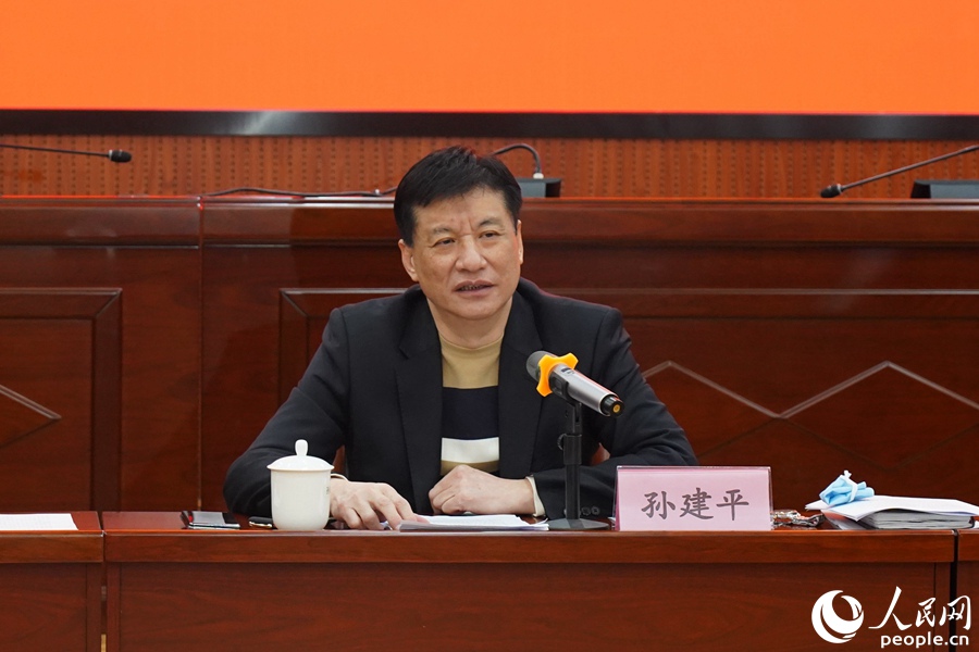 福建省发改委党组成员、一级巡视员，省粮食和物资储备局党组书记、局长孙建平发言。人民网 吴舟摄