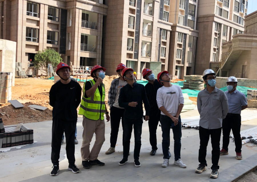 会展嘉园1-3#地块主体工程项目安全领导小组对全项目范围内进行安全检查。中建海峡厦门公司供图
