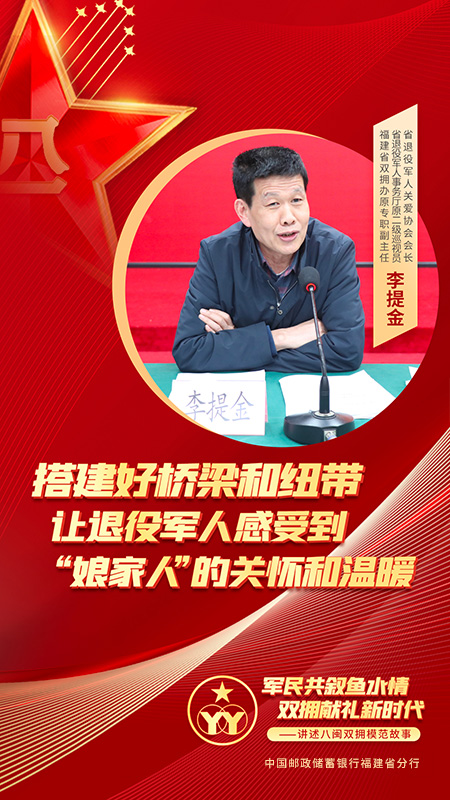 福建省雙擁辦原專職副主任 省退役軍人關愛協會會長李提金