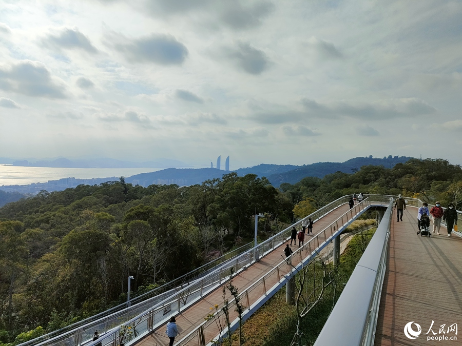 春节期间，厦门山海健康步道受游客青睐。人民网 陈博摄