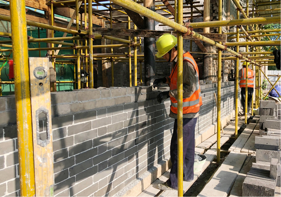 中建海峡天津市葛沽PPP民俗文化区示范区项目(郑家大院修缮工程标段)建设现场。中建海峡供图
