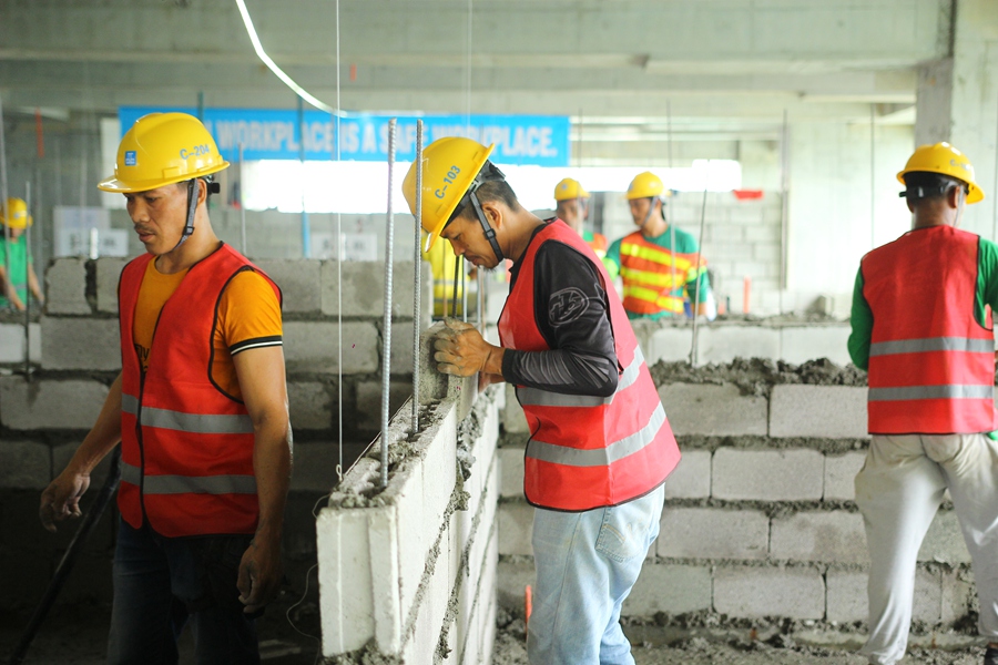 砌筑比赛现场。中建海峡供图