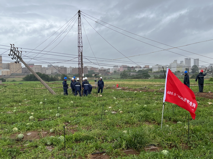 電杆倒下，國網龍岩供電公司供圖