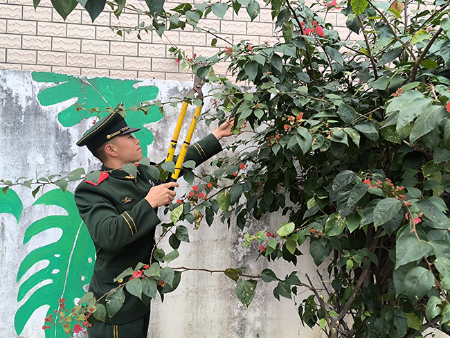 武警官兵走進敬老院開展軍地聯建學雷鋒活動。武警廈門支隊某中隊供圖