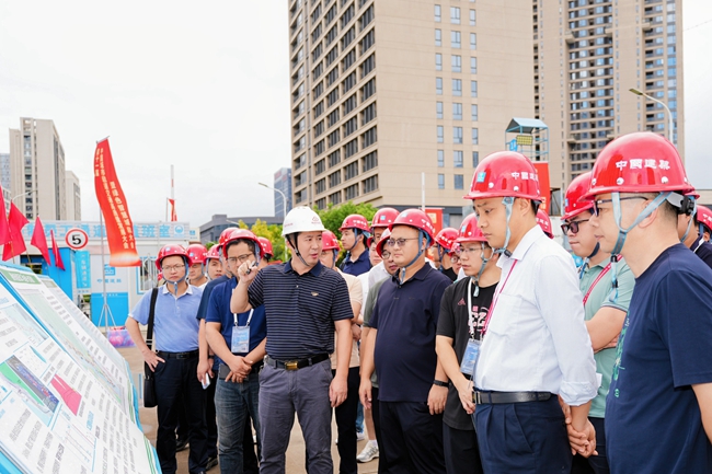 与会人员参观下德站施工现场。中建海峡供图