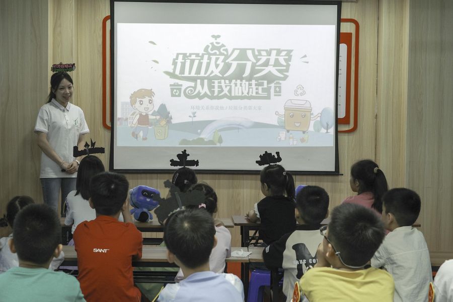 垃圾分类主题课堂。中建海峡厦门公司供图