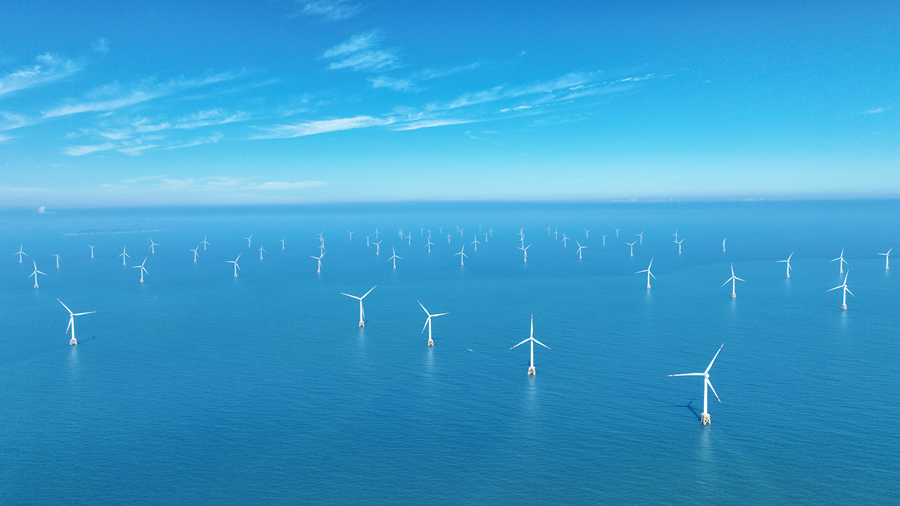 位於福州濱海新城東部海域的海上風電。隋連生攝