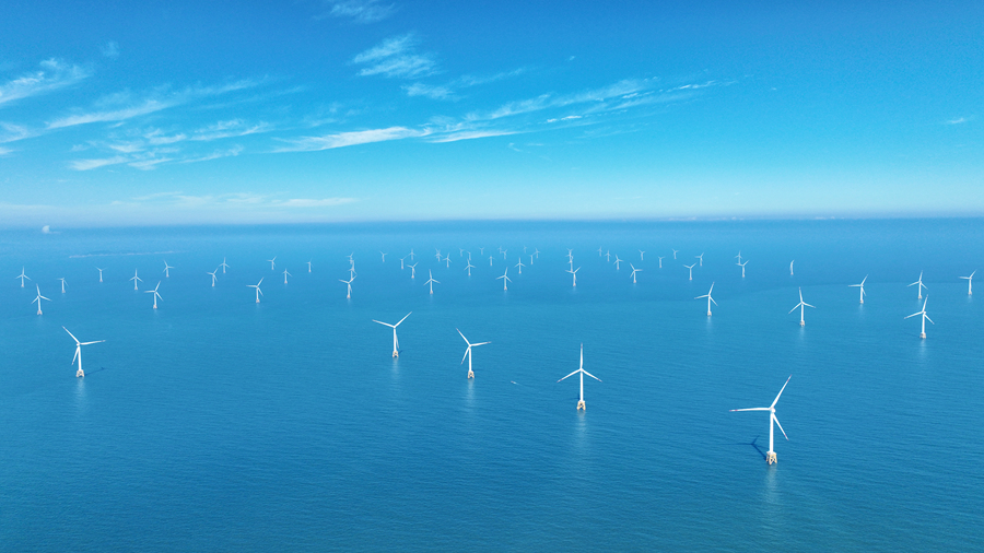 位於福州濱海新城東部海域的海上風電項目。隋連生攝