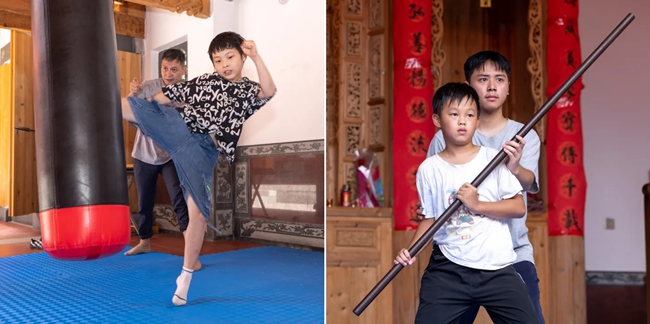 认真练习的孩子