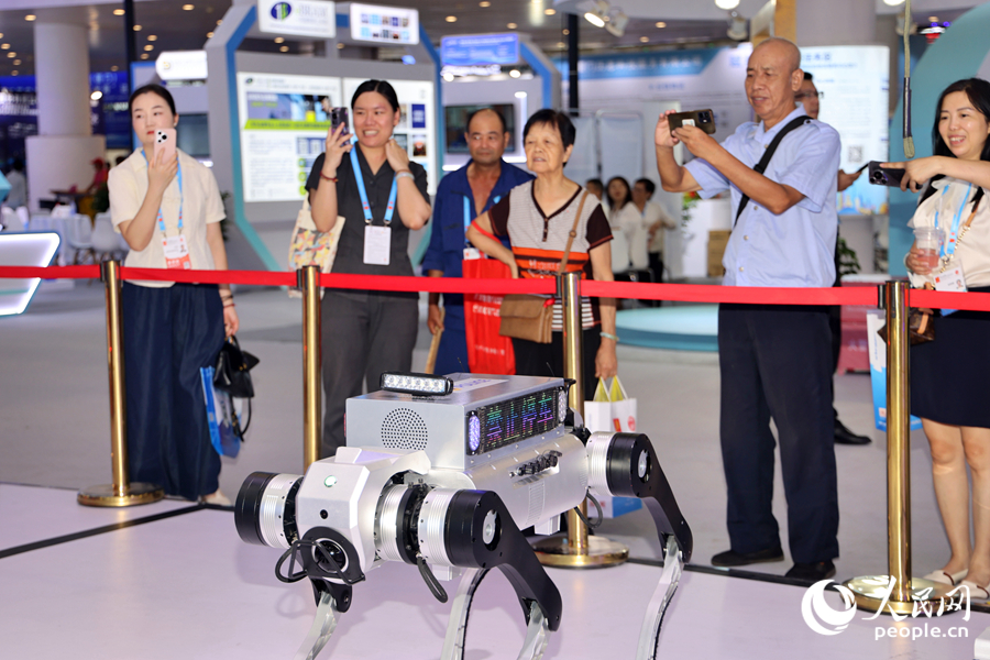 機器狗引得過往觀眾駐足圍觀。人民網記者 陳博攝