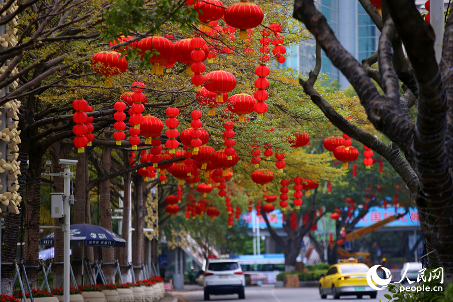 厦门街头一片红,年味渐浓。人民网记者 陈博摄