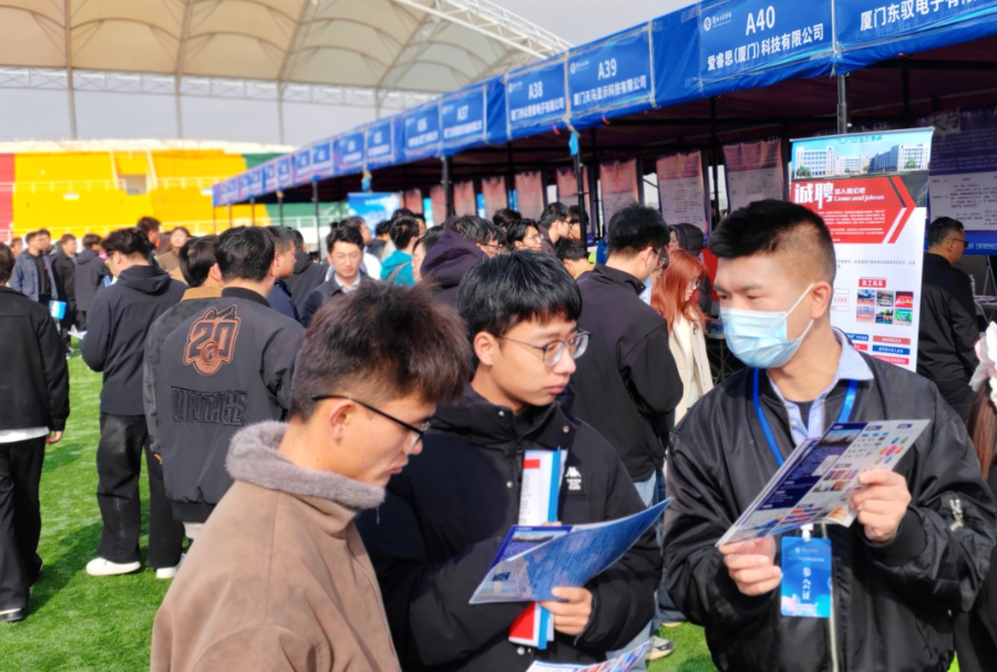 学生们了解厦门企业相关情况。厦门市就业中心供图
