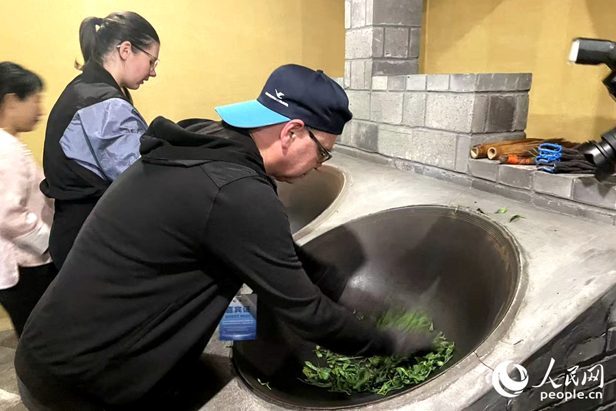 旅行商代表体验武夷山制茶。人民网记者 林盈摄