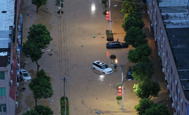 福鼎市店下镇部分路段出现明显积水。兰华摄