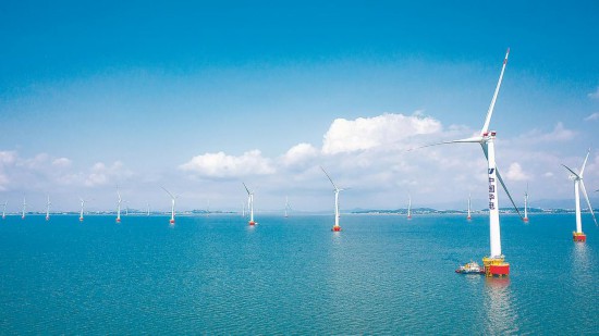 福建福清海坛海峡海上风电项目46台风机全部吊装完成