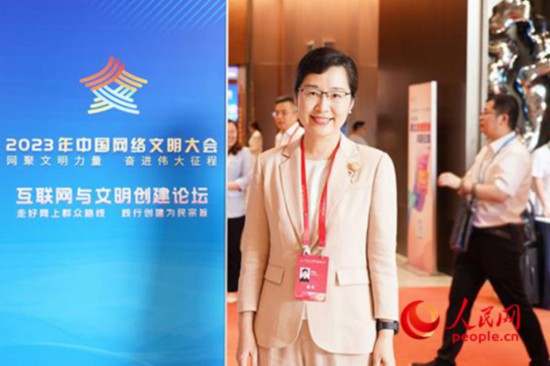 山东省委宣传部分管日常工作的副部长、文明办主任袭艳春 人民网黄东仪 摄